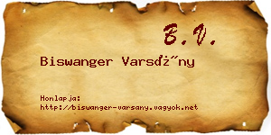 Biswanger Varsány névjegykártya